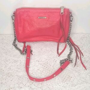 Rebecca Minkoff soft leather chain strap crossbody pink purse handbag